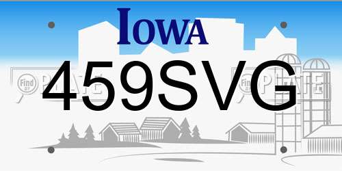 459SVG Iowa License Plate