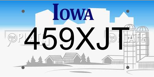 459XJT Iowa License Plate
