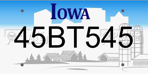 45BT545 Iowa License Plate