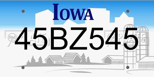 45BZ545 Iowa License Plate