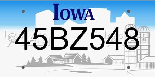 45BZ548 Iowa License Plate