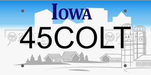 45COLT Iowa License Plate