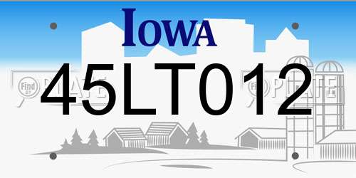 45LT012 Iowa License Plate