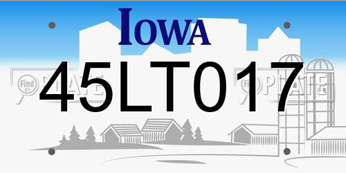 45LT017 Iowa License Plate