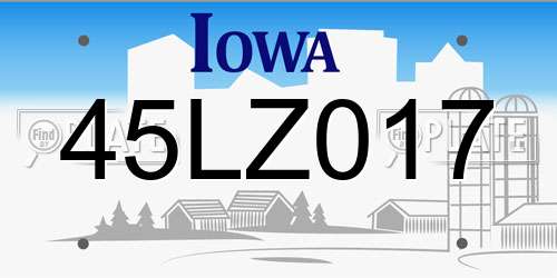 45LZ017 Iowa License Plate
