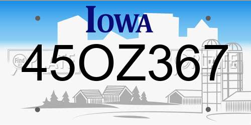 45OZ367 Iowa License Plate