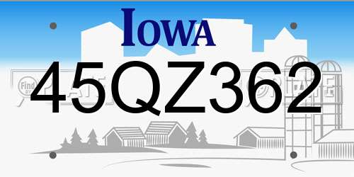 45QZ362 Iowa License Plate
