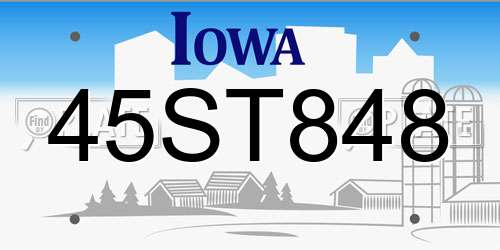 45ST848 Iowa License Plate