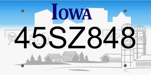 45SZ848 Iowa License Plate