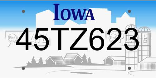 45TZ623 Iowa License Plate
