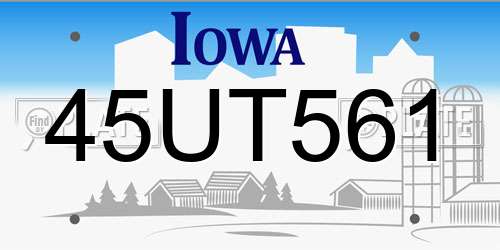 45UT561 Iowa License Plate