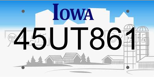 45UT861 Iowa License Plate