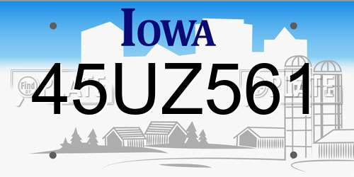 45UZ561 Iowa License Plate