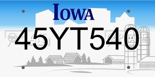 45YT540 Iowa License Plate