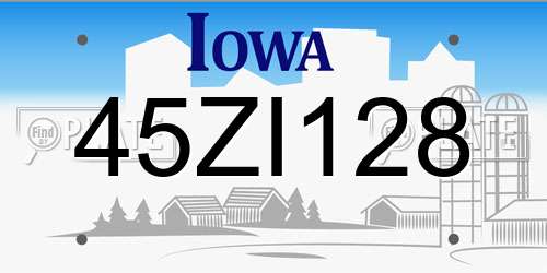 45ZI128 Iowa License Plate