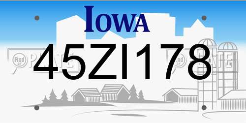 45ZI178 Iowa License Plate