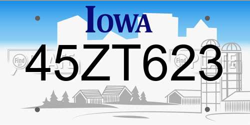 45ZT623 Iowa License Plate
