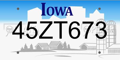 45ZT673 Iowa License Plate
