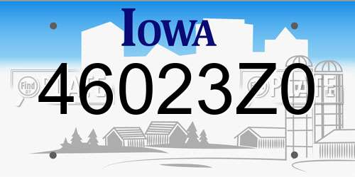 46023Z0 Iowa License Plate