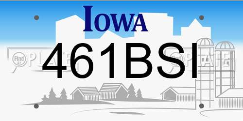 461BSI Iowa License Plate