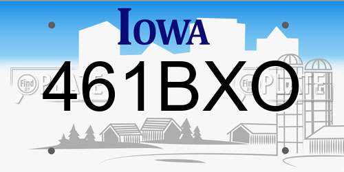 461BXO Iowa License Plate