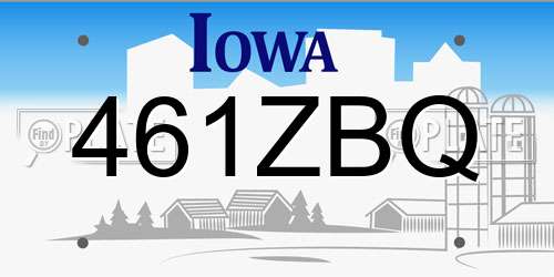 461ZBQ Iowa License Plate