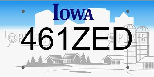461ZED Iowa License Plate