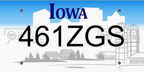 461ZGS Iowa License Plate