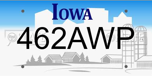 462AWP Iowa License Plate