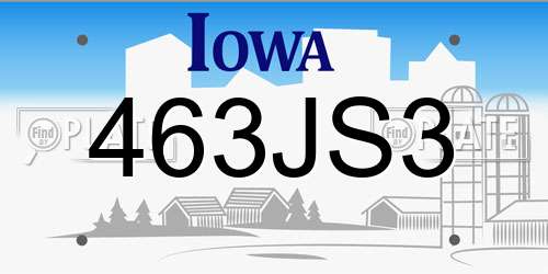 463JS3 Iowa License Plate