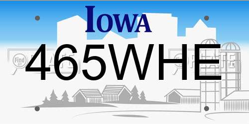 465WHE Iowa License Plate