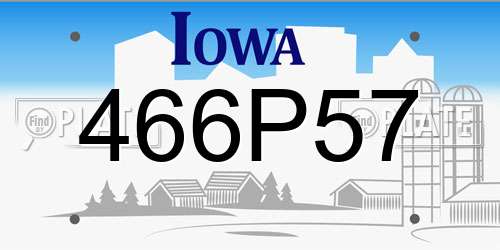 466P57 Iowa License Plate