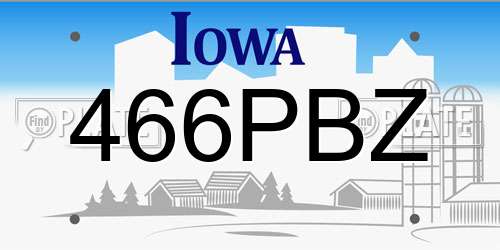 466PBZ Iowa License Plate