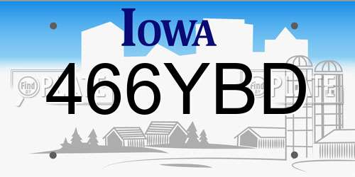466YBD Iowa License Plate