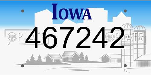467242 Iowa License Plate