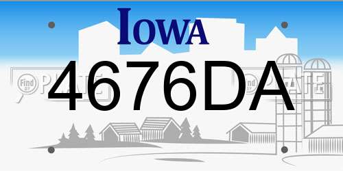4676DA Iowa License Plate