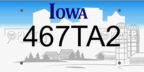467TA2 Iowa License Plate