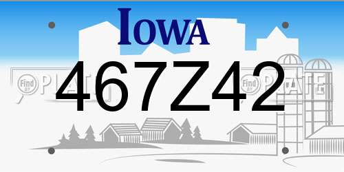 467Z42 Iowa License Plate