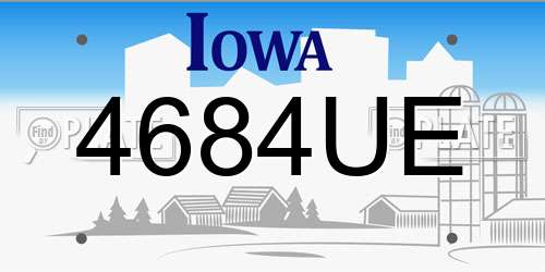 4684UE Iowa License Plate