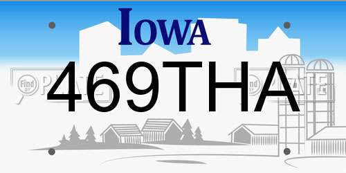 469THA Iowa License Plate