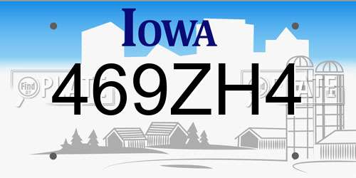 469ZH4 Iowa License Plate
