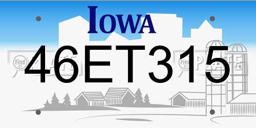46ET315 Iowa License Plate