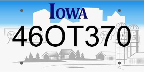 46OT370 Iowa License Plate