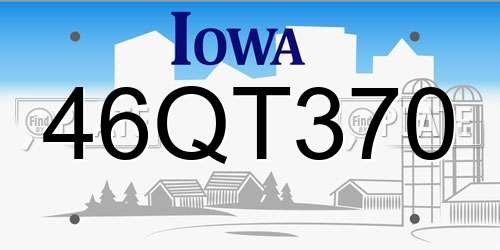 46QT370 Iowa License Plate