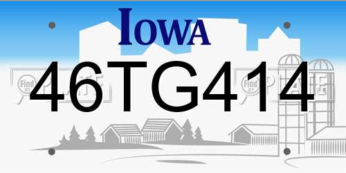 46TG414 Iowa License Plate