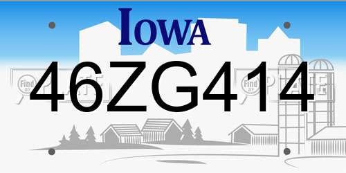 46ZG414 Iowa License Plate