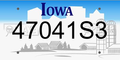 47041S3 Iowa License Plate