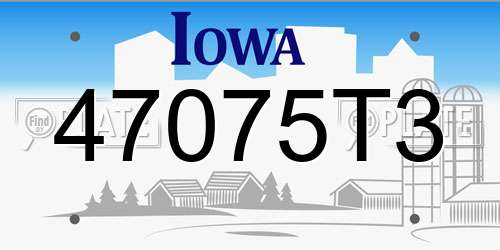 47075T3 Iowa License Plate