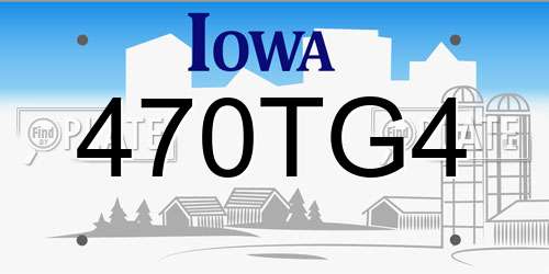 470TG4 Iowa License Plate