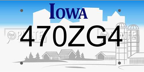 470ZG4 Iowa License Plate